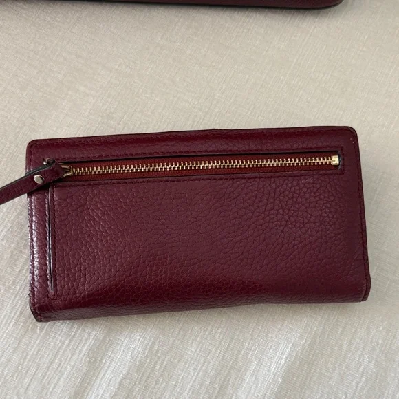 Kate Spade Maroon and Beige Tote Bag